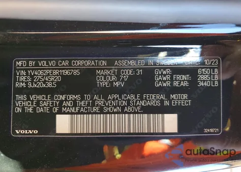 2024 Volvo Xc90 Plus z USA, uszkodzony, nr VIN YV4062PE8R1196785
